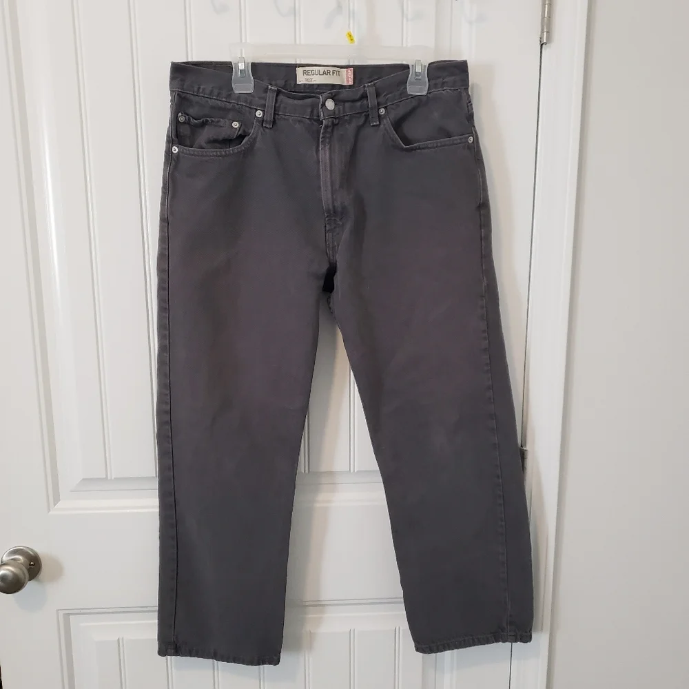 Vintage Levis 505 Regular Fit Straight Leg Denim Gray‎ Jeans Red Tab Mens 36/29